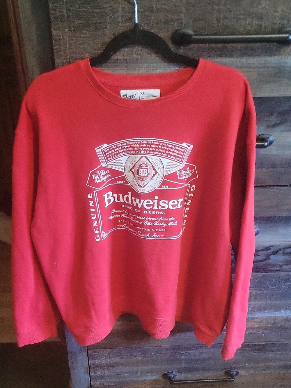 Budweiser Red Crewneck Sweatshirt with White Logo